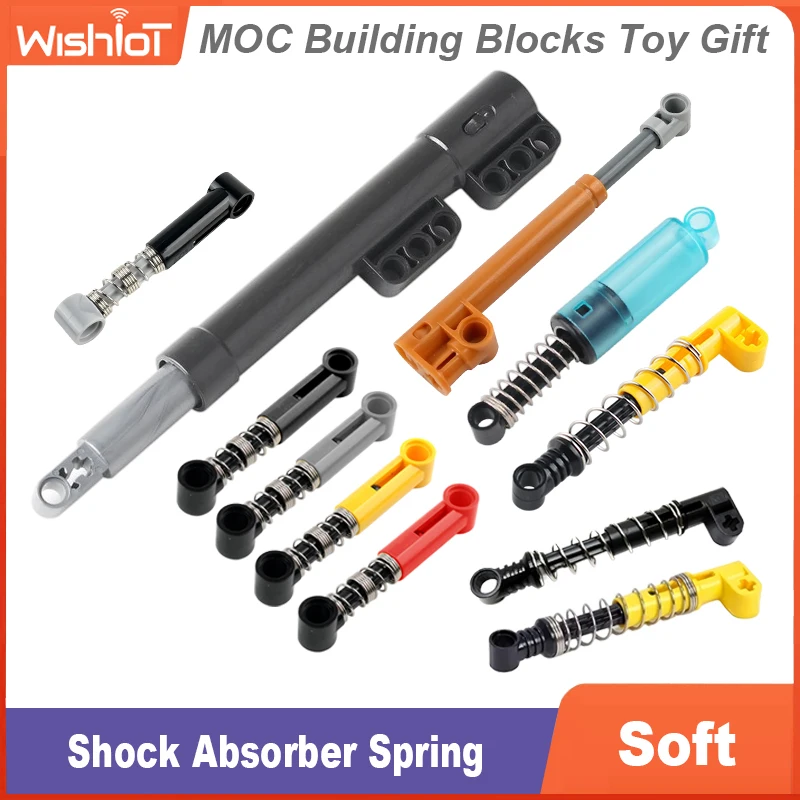 4PCS Soft Spring Shock Arm MOC Technological Bricks DIY Parts Shock-absorbing Arm Building Blocks For 76537 95292 2909 Toys