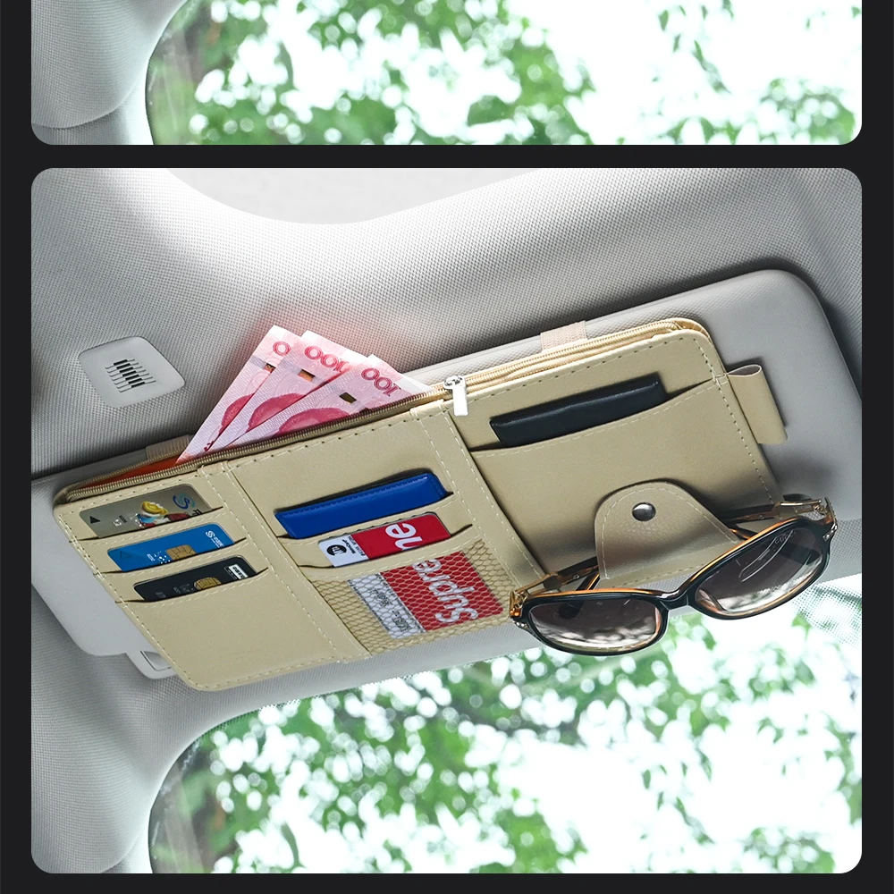 Auto Sonnenblende Bill Stift Visitenkarte Halter Organizer Lagerung Box Sonnenbrille Clip Verstauen Aufräumen Auto Zubehör – Detail 14