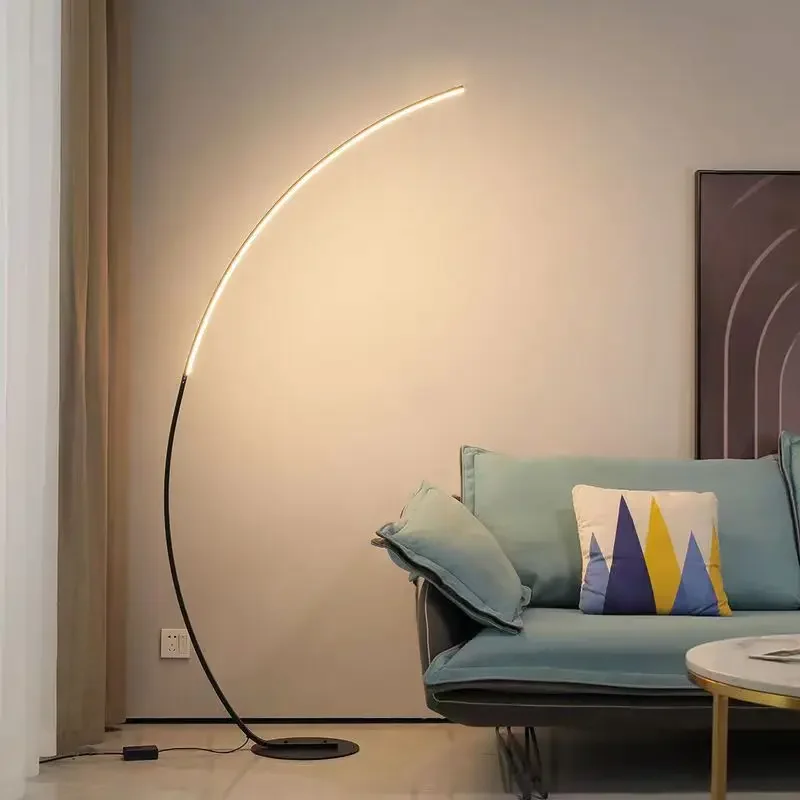 Modern LED Art Floor Lamps, Home Indoor, Sala de estar, Preto, Branco, Regulável, Remoto, RGB, Quarto, Foyer Decor, Luz de canto