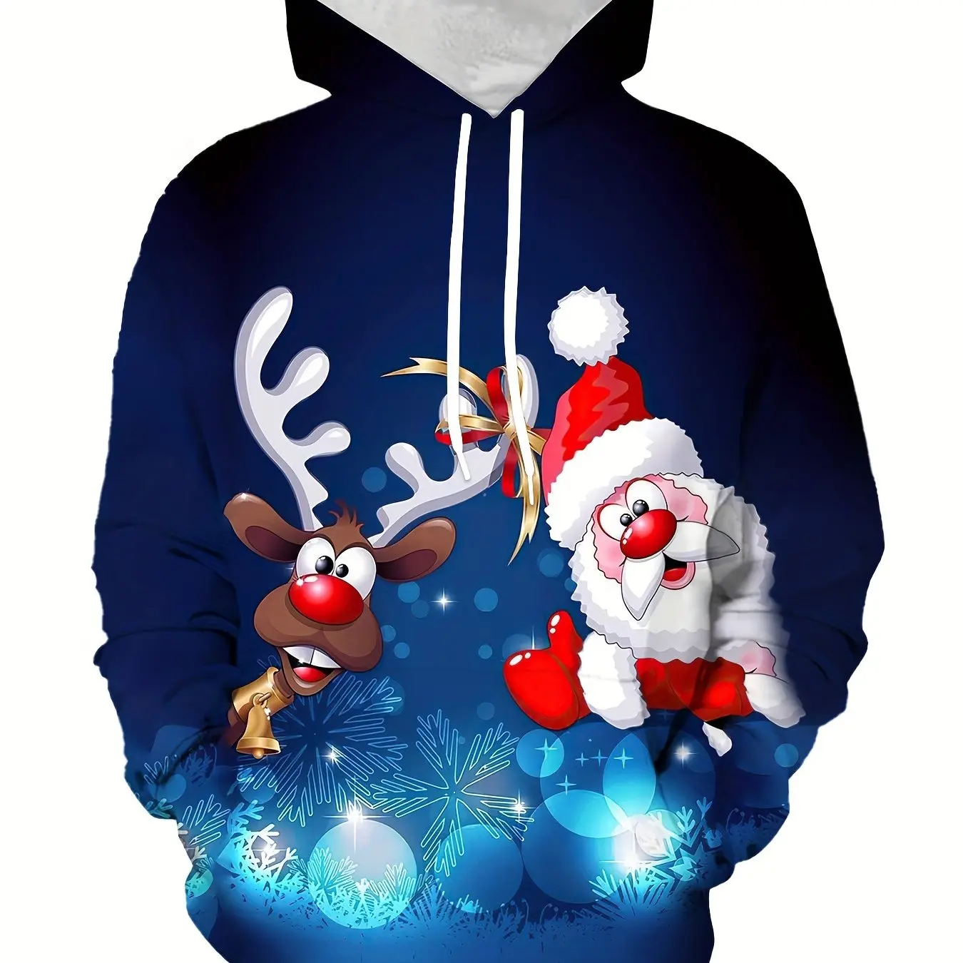 New Year Men's Casual Hoodie Christmas Snowman Series 3D Reindeer Print Pullover Fashion Sweatshirt Pullover Hooded Clothing