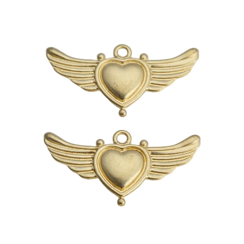 

10pcs Raw Brass Winged Flying Heart Charms Pendant For DIY Earrings Necklace Bracelet Jewelry Making Craft Supplies