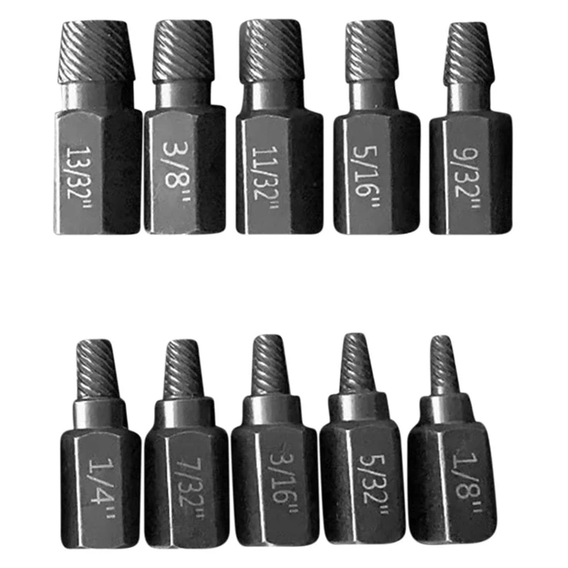 New Upgrade Screw Extractor Set, 10Pcs 3.2-10.3Mm Heavy Duty Hex Head Screw Extractor Set For Rust Damaged Bolts