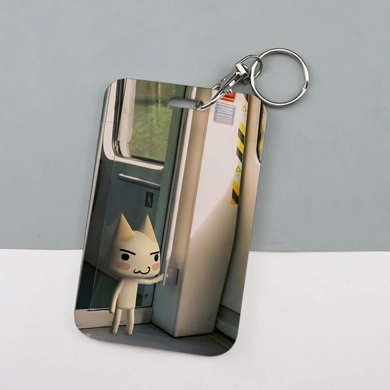 Cute Kawaii Cartoon Toro Inoue Cat Keychains Doko Demo Issyo Badge Business Credit Card Holders Bank Bus ID Cards Keyrings