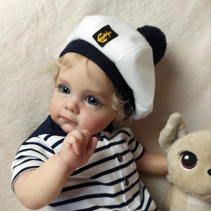 NPK 60CM hecho a mano realista de alta calidad Reborn niño Maggie niño bebé Real pelo rubio con raíces a mano detalles regalos para niños