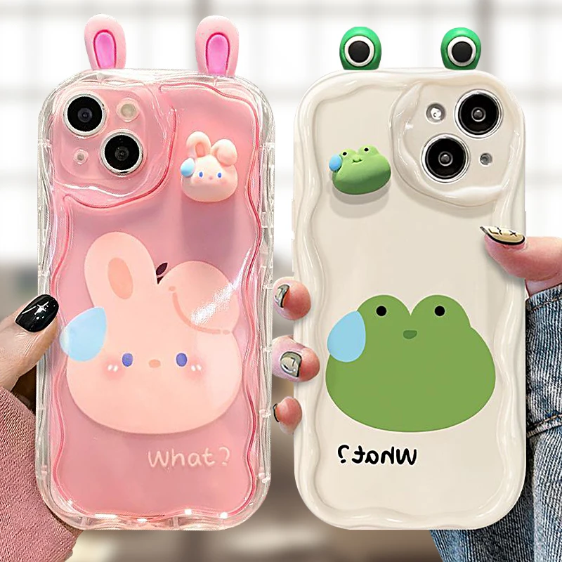 Urocze etui na telefon z niedźwiedziem królika 3D do iPhone\'a 15 14 11 Pro Max 13 12 Mini XR XS X 8 7 6S Plus 2020 miękka silikonowa osłona