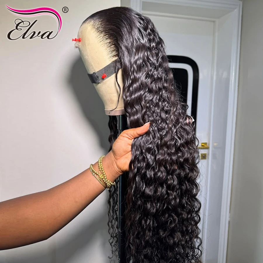 Elva Burmese Curly 13x6 HD Transparent Lace Frontal Human Hair Wigs Ultra Fitted Preplucked Water Wave Wigs For Women Melt Skin