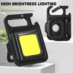 Mini lampe de poche LED aste USB, lampe de travail de poche, porte-clés, lanterne lumineuse COB portable, camping en plein air, randonnée