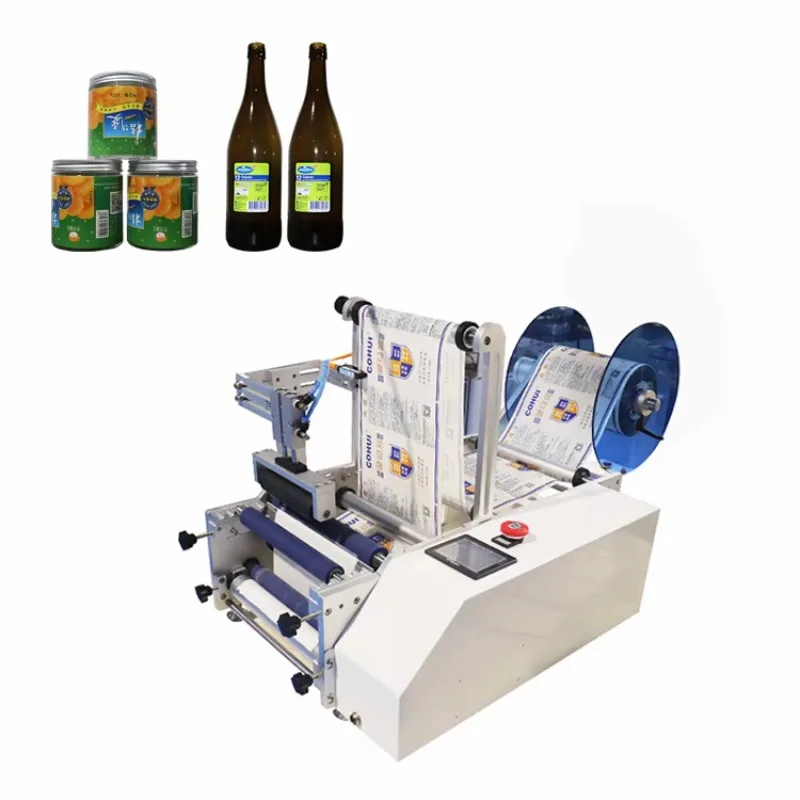 Direct-Driven Semi-Automatic Bottle Labeling Machine, Sticker Label Applicator for Glass, Plastic, Water & Wine Bottles
