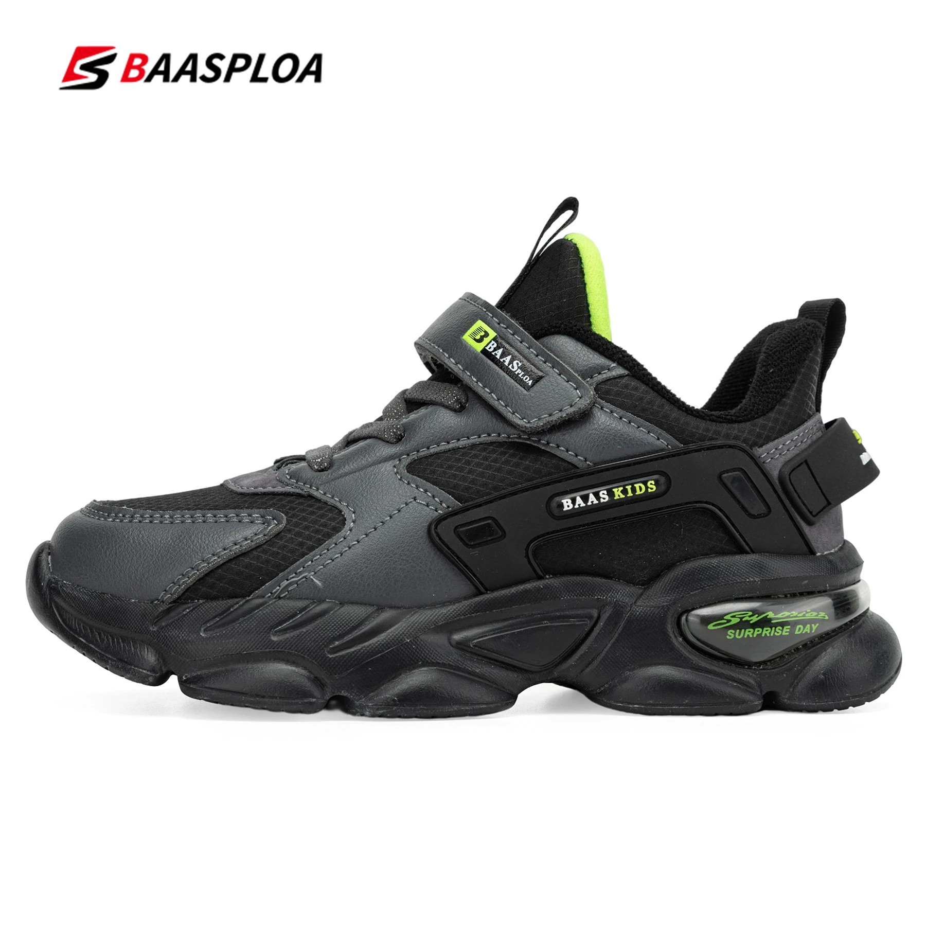 

Baasploa Children Sneakers for Boys Girls Mesh Tennis Shoes Breathable Sports Running Shoes Leather Kids Casual Walking Shoes