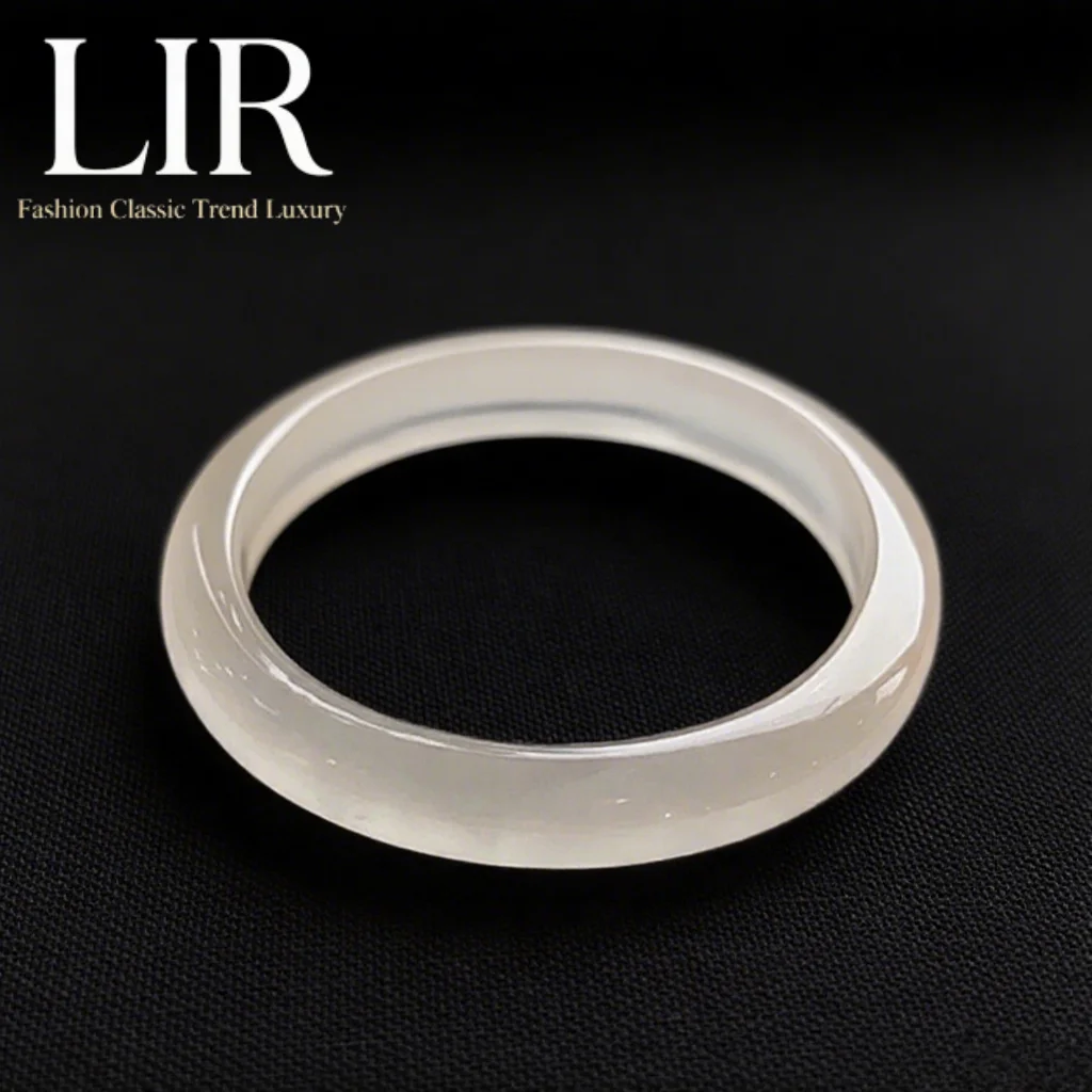 

LIR 2025 New Coffee — женский нефритовый браслет из ледяного серого агата, темный - полупрозрачность, низкая клавиша класса люкс, подарочная коробка