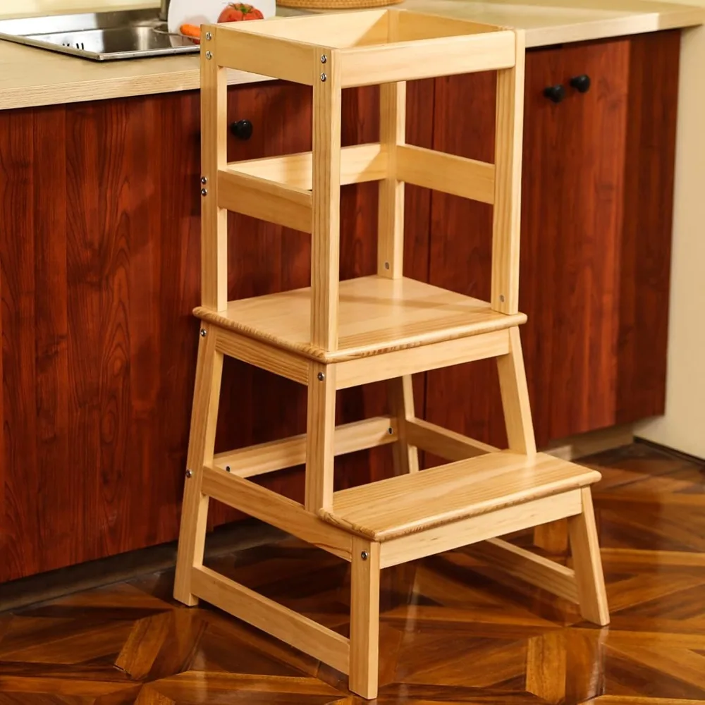 

Children's Stools, Kitchen Step Stool for Kids with Safety Rail,Toddler Standing Tower for Kitchen Counter,Baby Stool