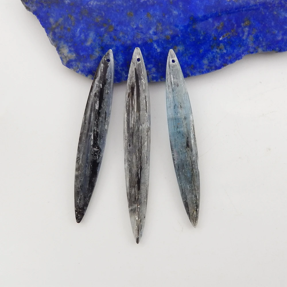 3PCS Natural  Semiprecious Jewelry Blue Kyanite Marquise Earring Pendant Bead Accessories