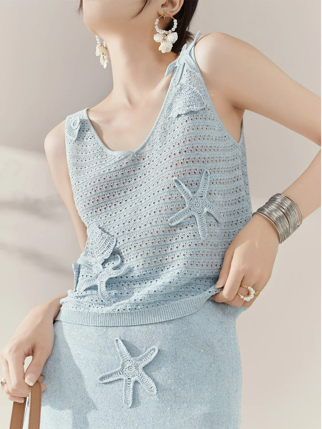 الفرنسية أنيقة الحلو محبوك تنورة جوفاء مجموعة الخامس الرقبة قمصان بلا أكمام عالية الخصر الورك ملفوفة التنانير القصيرة قطعتين مجموعة النساء