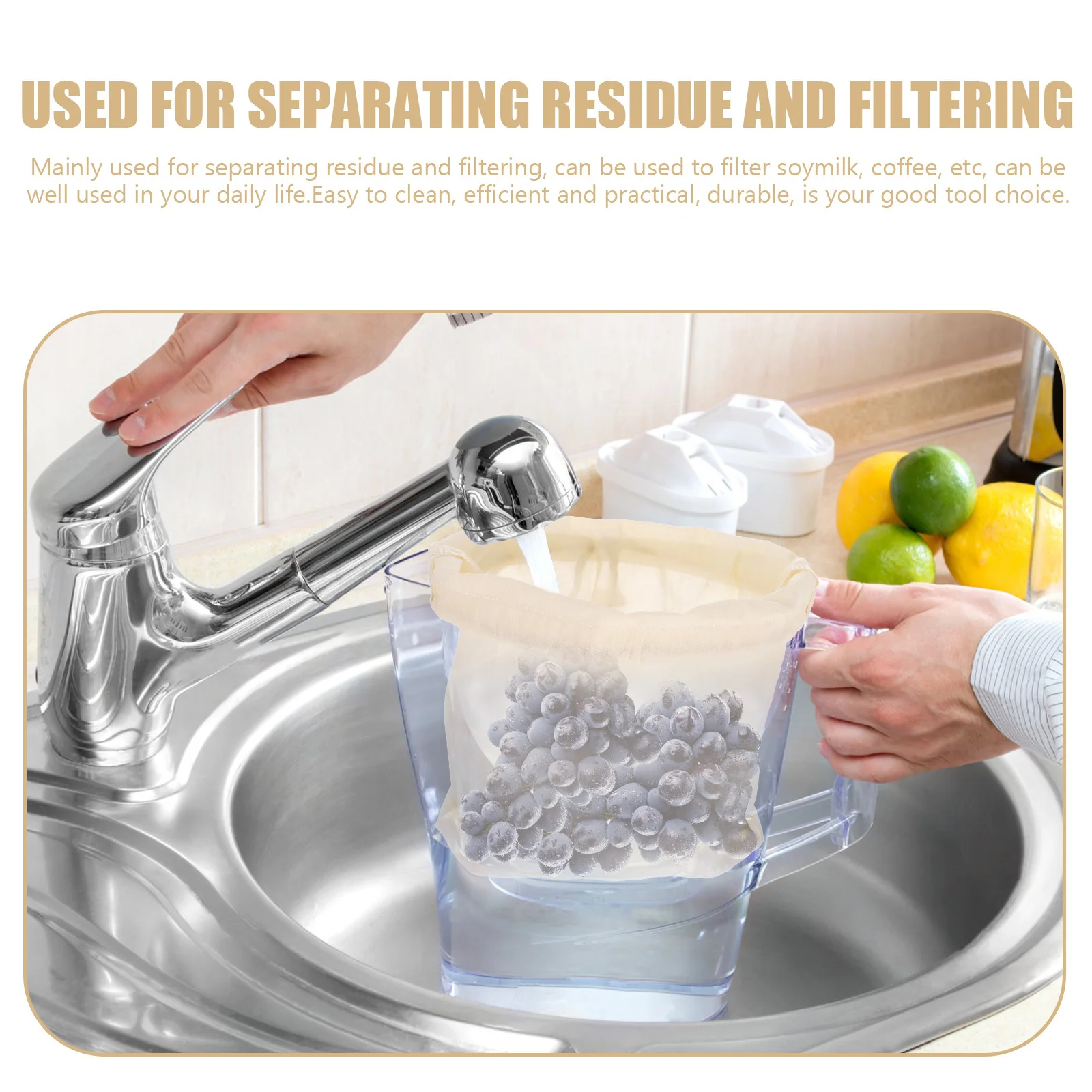 

Cold Brew Cotton Filter Bags Fine Mesh Tea Strainer for Soy Coffee Beige Reusable Food Grade