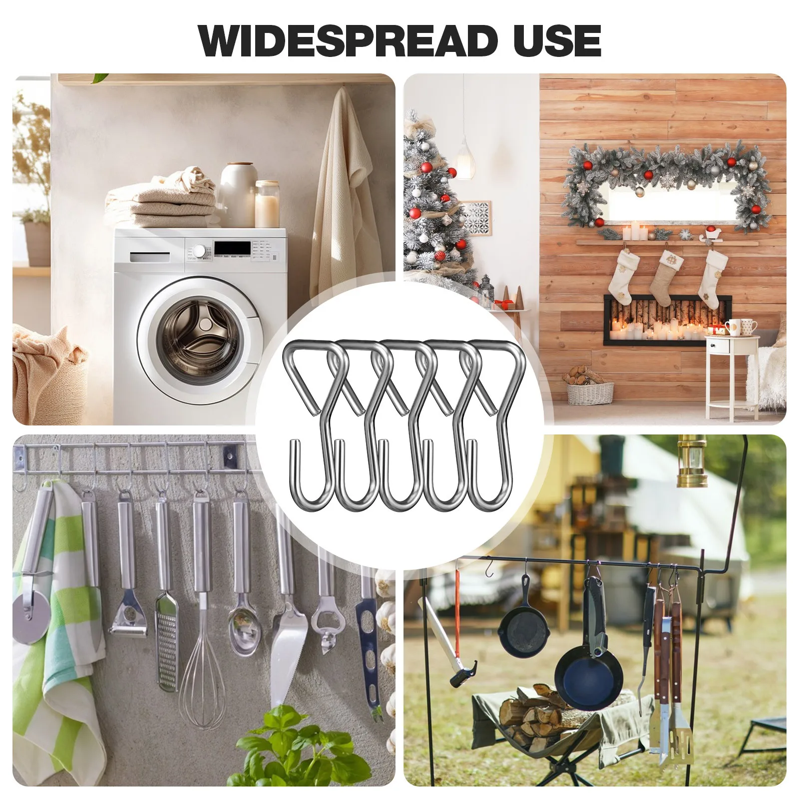 

100Pcs Metal S Hooks Stainless Steel Heavy Duty Hooks for Hanging Car Seat Rope Strap Binding Rope Hook Car Hook