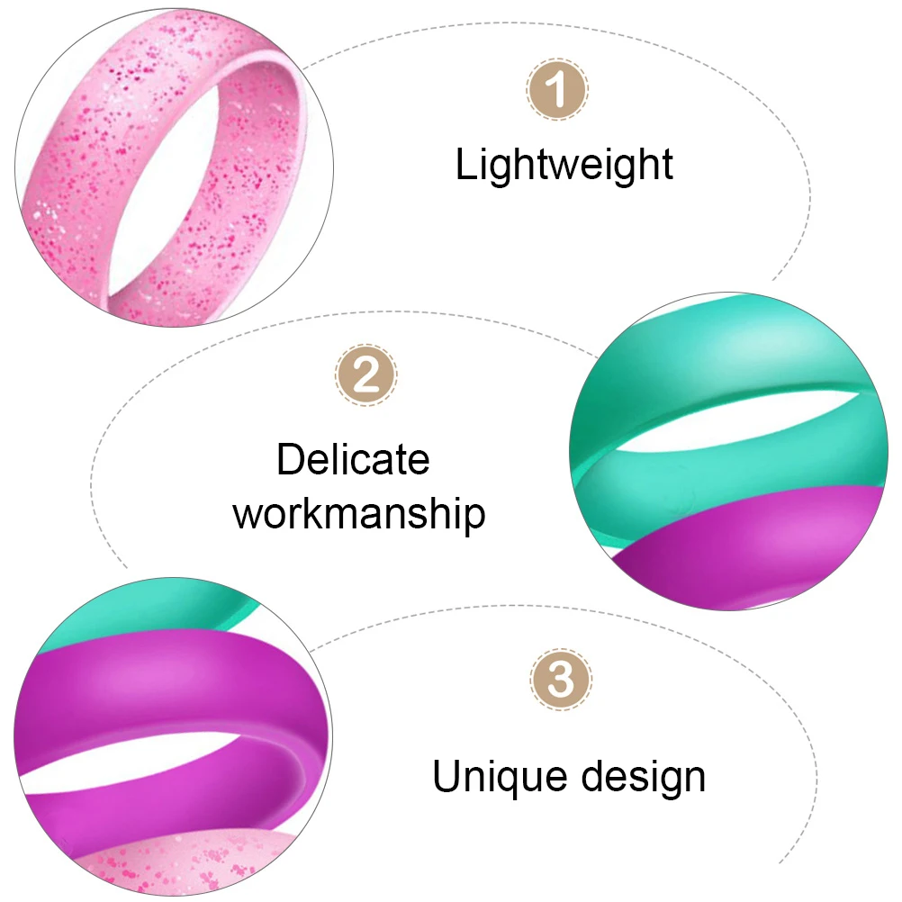

4pcs Glitter Silicone Rings For Women Sports Finger Rings Breathable Comfortable Sweatproof Wedding Ring Protector Assorted