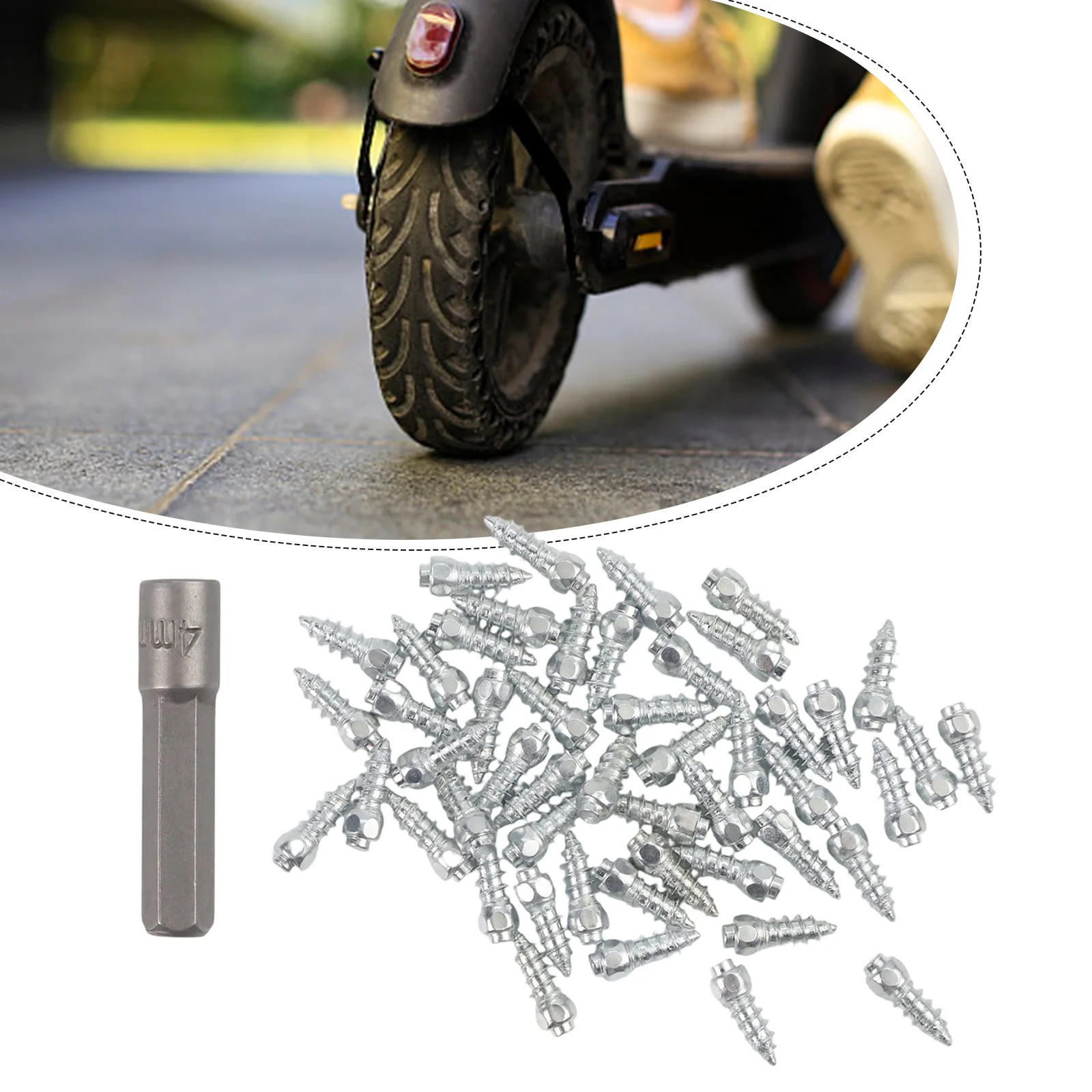 50PCS Tire Carbide Screw Spikes Skid Nails Anti-Slip Car Motorcycle ATV Tool Anti-Ice Electric Scooter Tire Studs Screws Nails