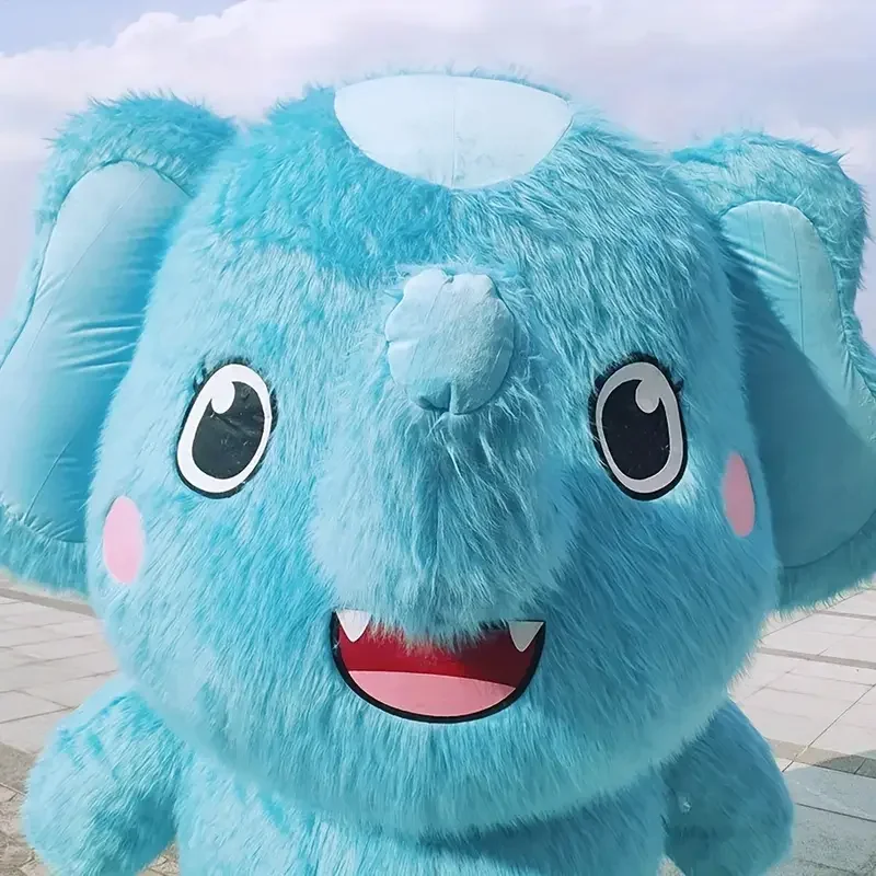 

Inflatable Blue Elephant Mascot Adult Walkable Blow Up Suit Stage Wear Halloween Christmas Parties Without Battery