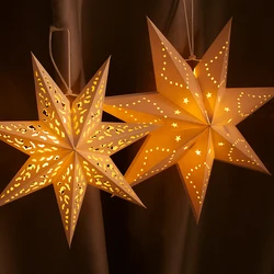 Hollow Out Paper Star Hanging Pendant Eid Mubarak Home Decoration Led Star Light Paper Lantern Ramadan Eid Al Adha Kareem decor