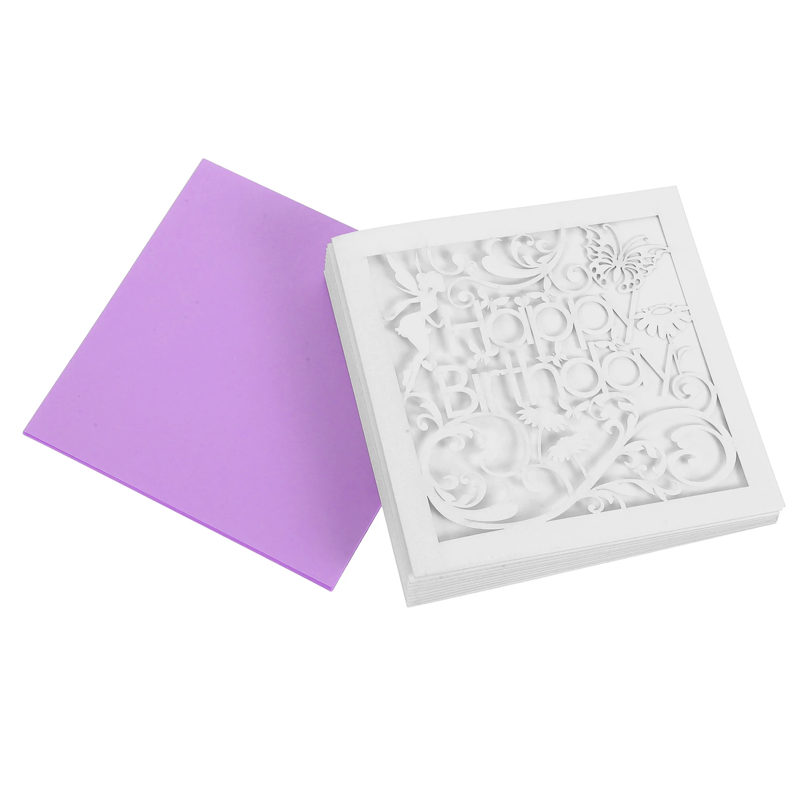

10 Pcs Birthday Hollow Greeting Card Butterfly Invitation Purple Pearl Paper for Girls