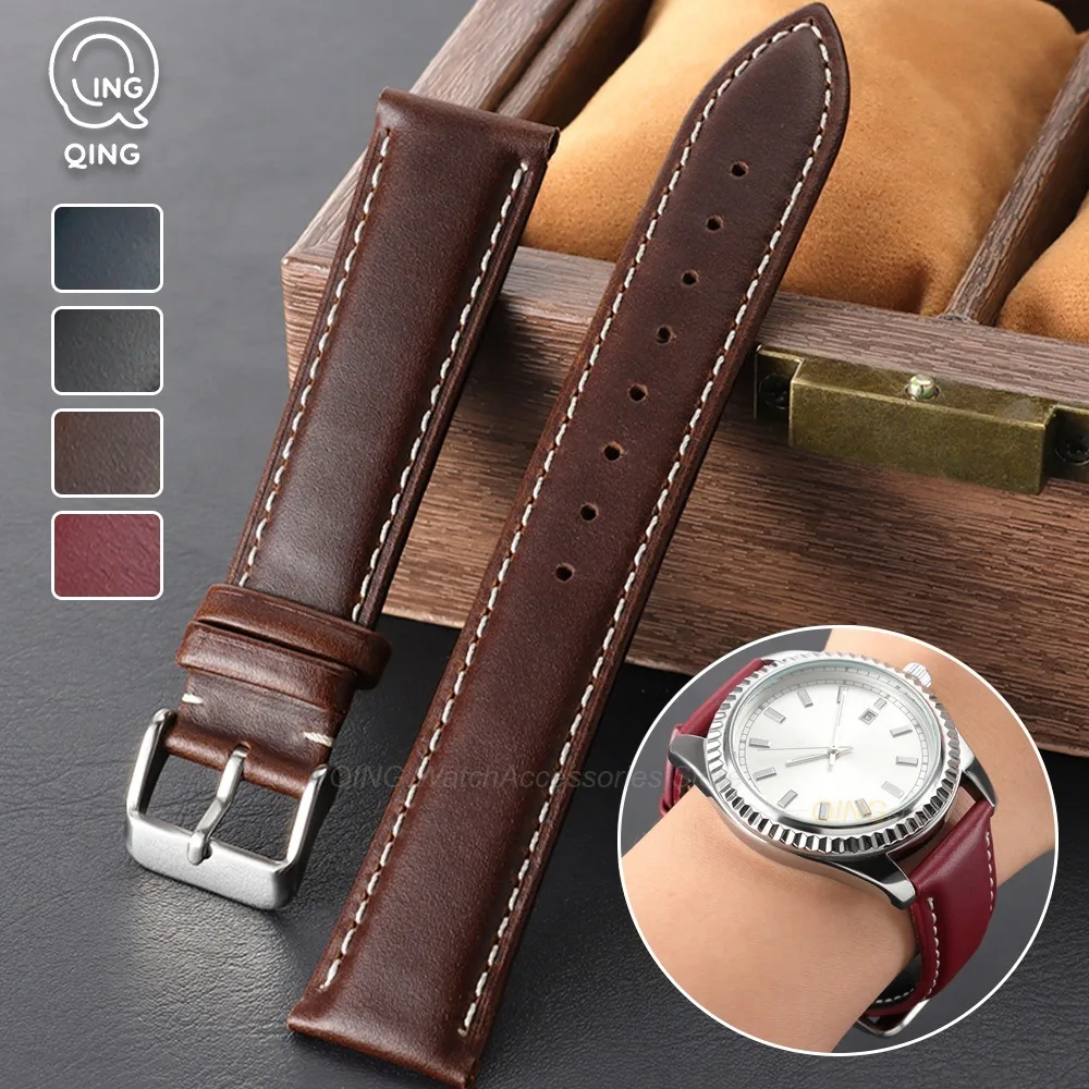 18mm 19mm 20mm 21mm 22mm Oil Wax Head Layer Watch Bands Cowhide Leather Watch Straps Metal Pin Buckle Sport Bracelet Accessories