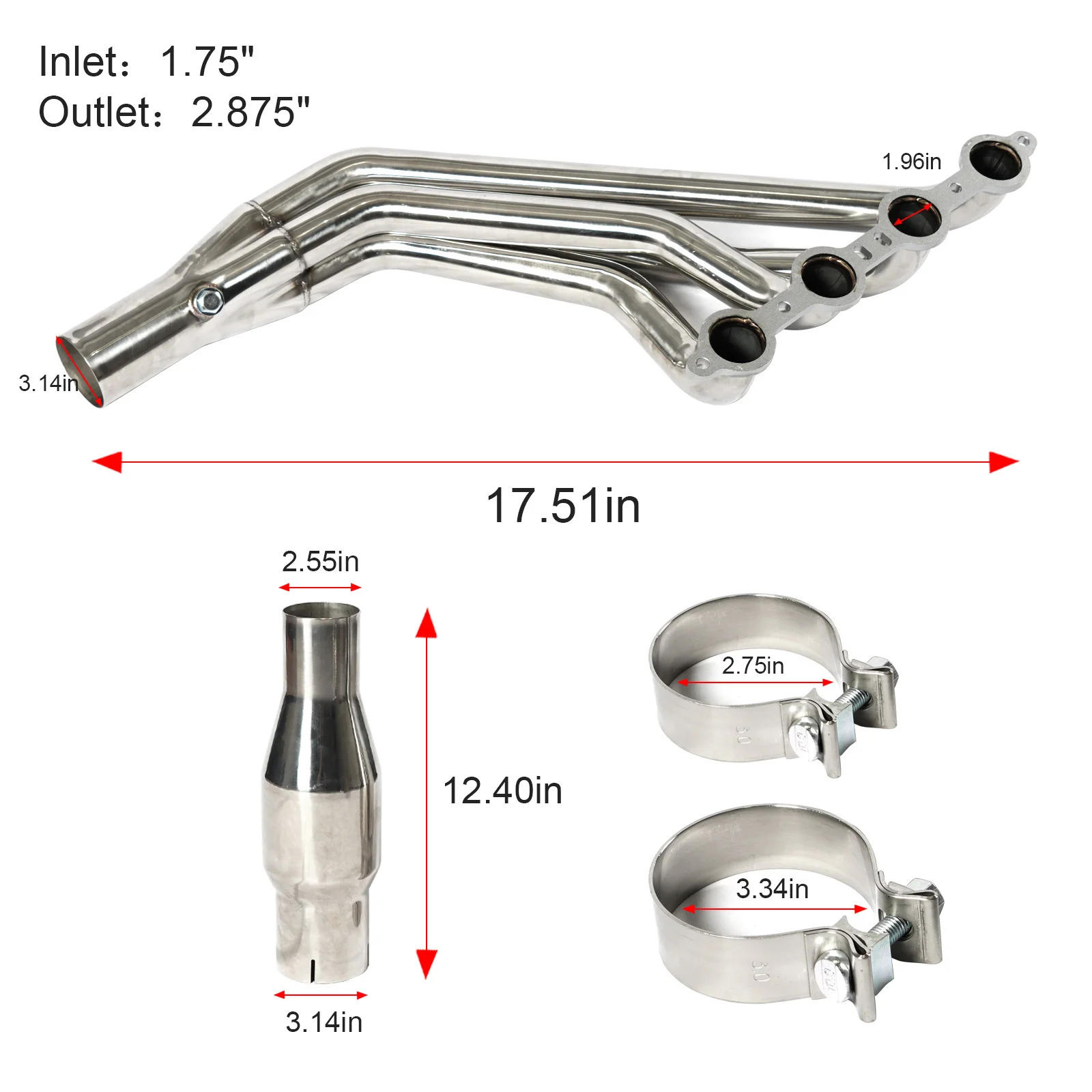 For LS3 6.2L V8 2010-2015 Long Tube Header Exhaust Manifold