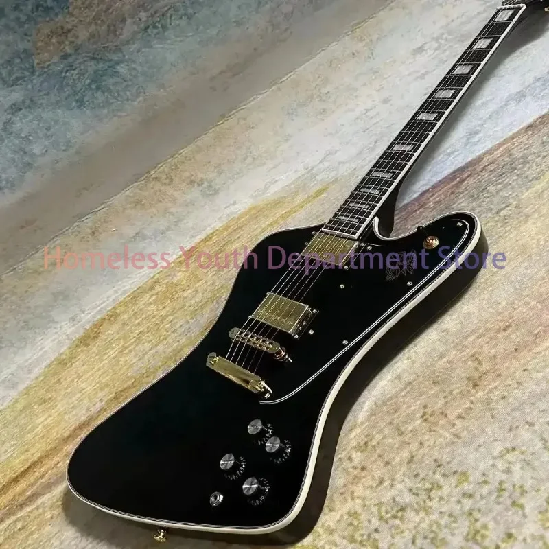 Firebird  Guitar,  Body, Black Color, Rosewood Fingerboard, Golden Hardware, Tune O Matic Bridge,