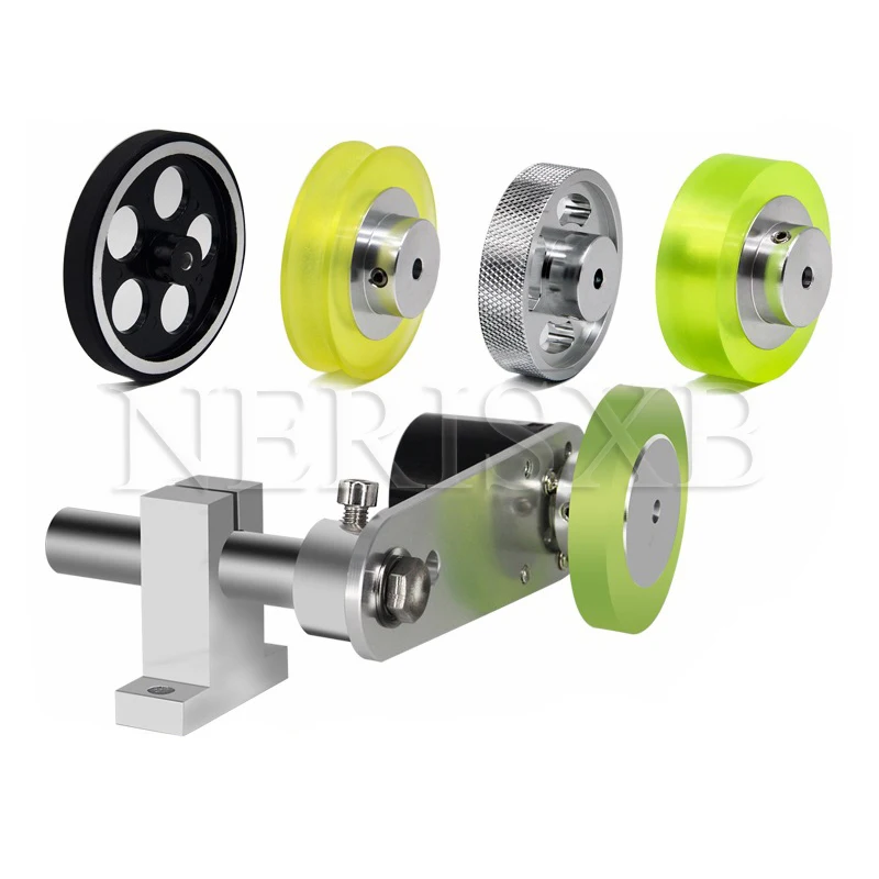 Rubber Wheel Length Position Meter Roller Measuring Pulse Rotary Encoder with Steel Mounting Spring Bracket for Lift Rail