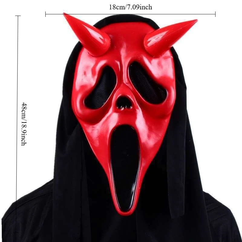 Scary Hooded Adult Prom Props Latex Play Halloween Cos Horror Funny Screaming Grimace Mask Cosplay Mask Joker Mardi Gras Mask