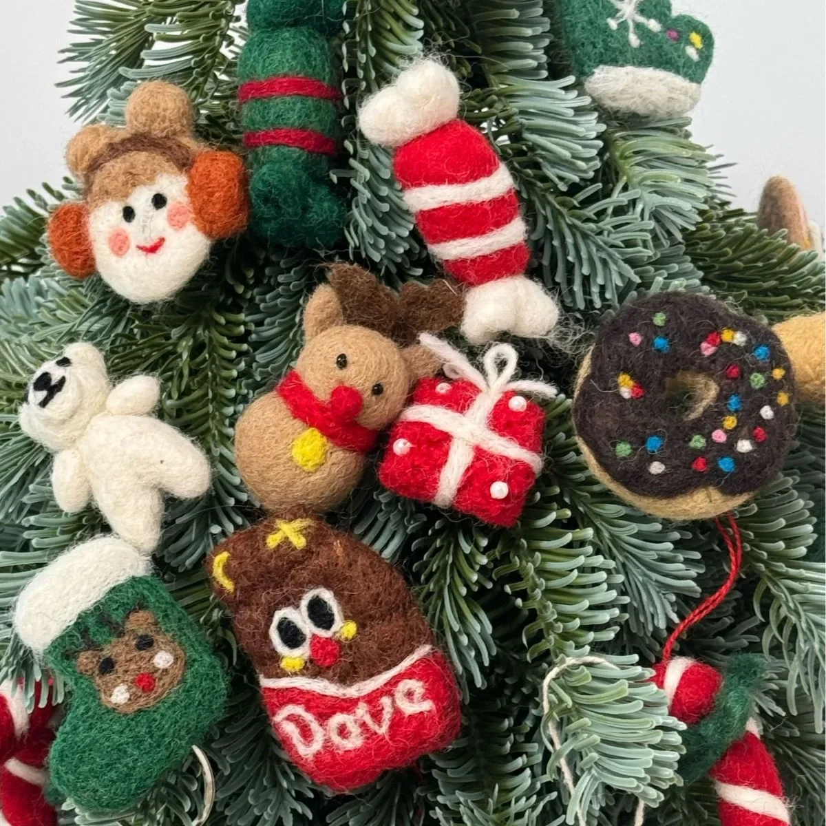 Christmas Tree Wool Felt Decoration Nepal Wool Felt Elk Snowman Pendant Gingerbread Glove Handmade Bag Pendant Gifts Home Decor