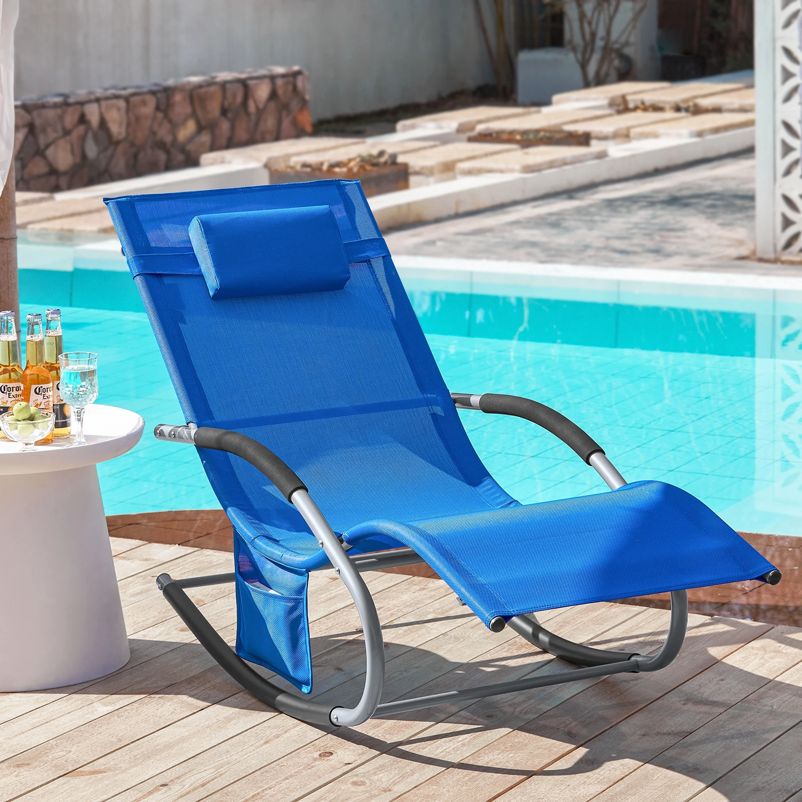 SoBuy OGS28 Comfortabele ligstoel Swingstoel Schommelligstoel Zonnebed - Tuin - Terras