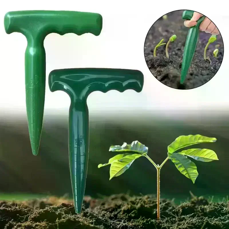 1PC Handheld Clear Scale Garden Hole Puncher Lightweight Digging Planting Tool Seed Sowing Hole Dispenser For Gardening