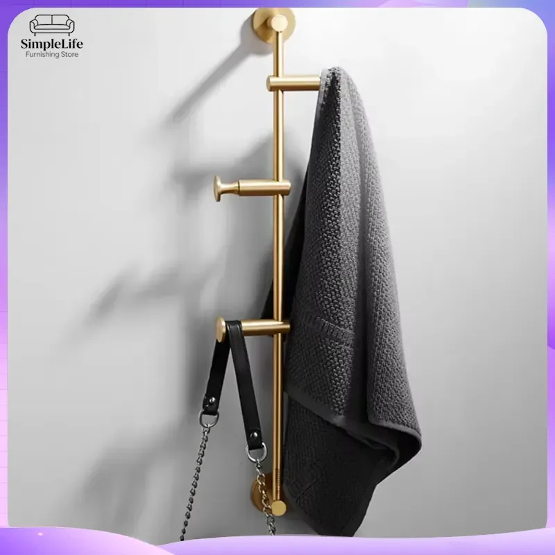 Nordic Luxury Brass Wall Hanger Gold Adjustable Coat Rack Bedroom Entryway Storage Hook Modern Metal Clothes Organizer Decor