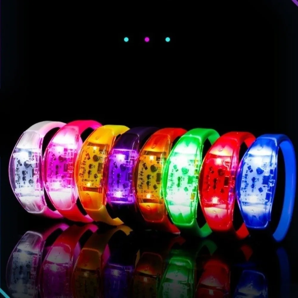 Silicone LED Glow Bracelets Atmosphere Props Funny Voice Controlled Flash Wristbands Creative Luminous Wristband Festivals