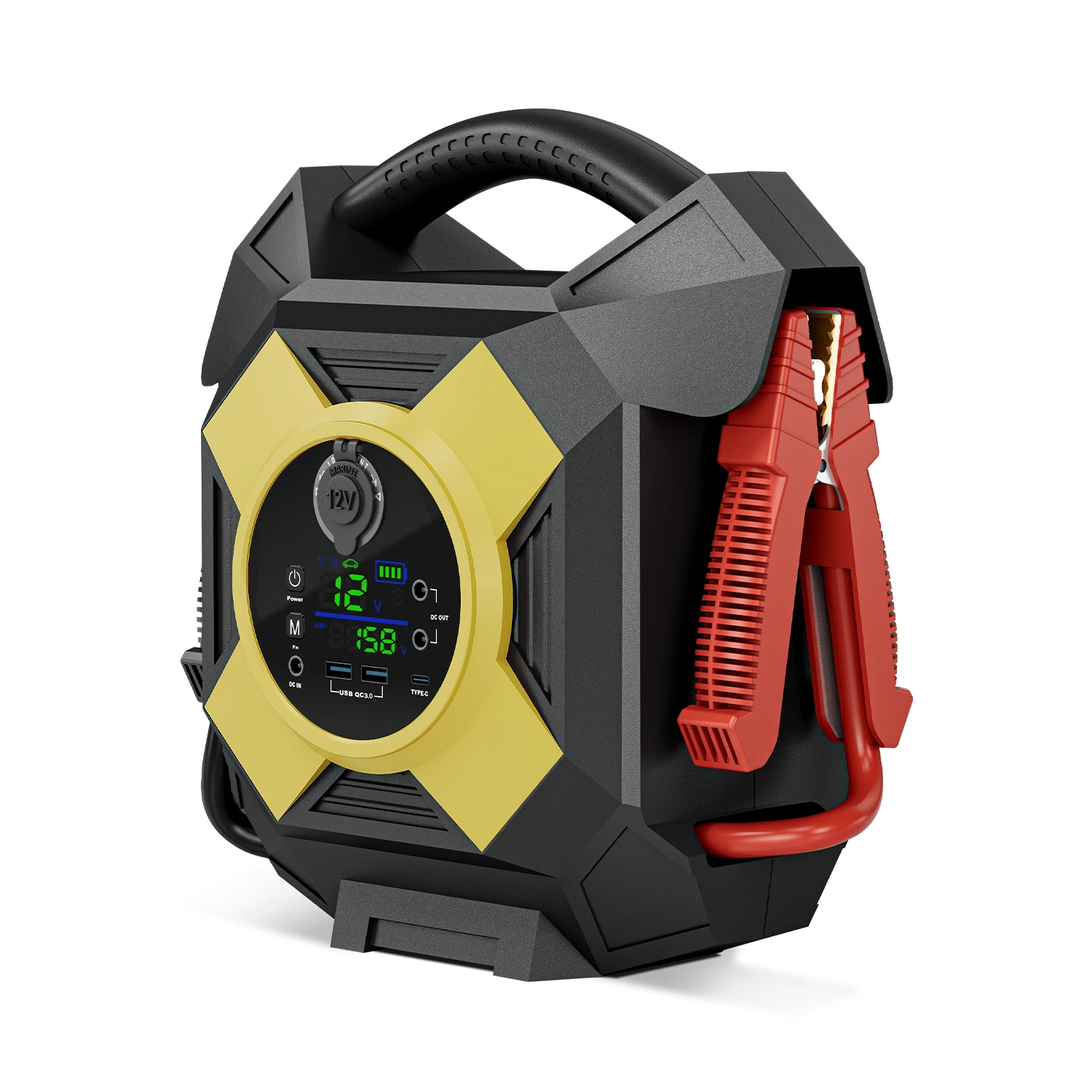 Car Jump Starter 30000A Peak Power PD36W Type-C Output QC18W USB DC 12V10A Ports LED Light Wireless Charging