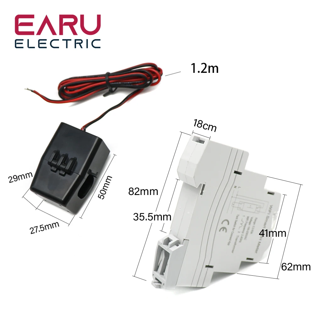 Zigbee Tuya inteligentne WiFi licznik energii elektrycznej KWH szyna Din jednofazowy AC 110V 240V 50A 63A CT AC miernik App Monitor czasu