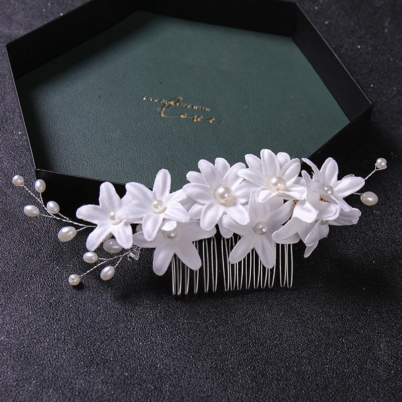 Floralbride Handmade Wired Clear Crystal Rhinestone Flower Wedding Hair Comb Bridal Headdress Hair Accessories Women Jewelry image 2