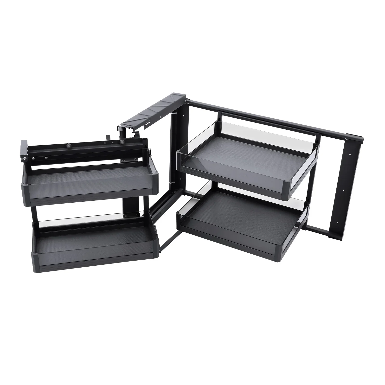 

Blind Corner Cabinet Pull Out Organizer 2 Tier with 4 Detachable Shelves Magic Pull Out Deep Corner Cabinet Organizer