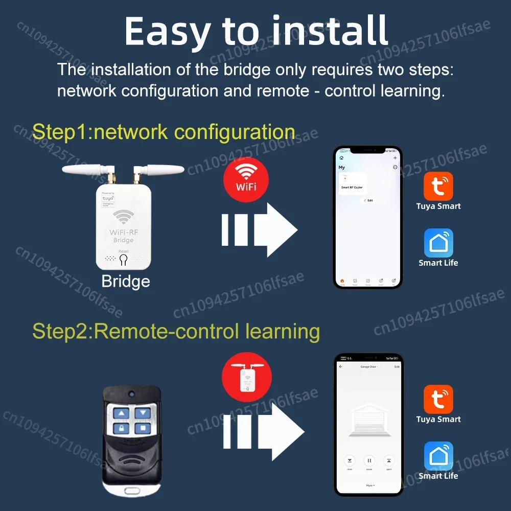 ZSVIOT Tuya الذكية واي فاي RF الناسخ التحكم عن بعد نسخة للباب الكهربائي المتداول ستارة الباب المظلة ظلة التحكم عن بعد #2