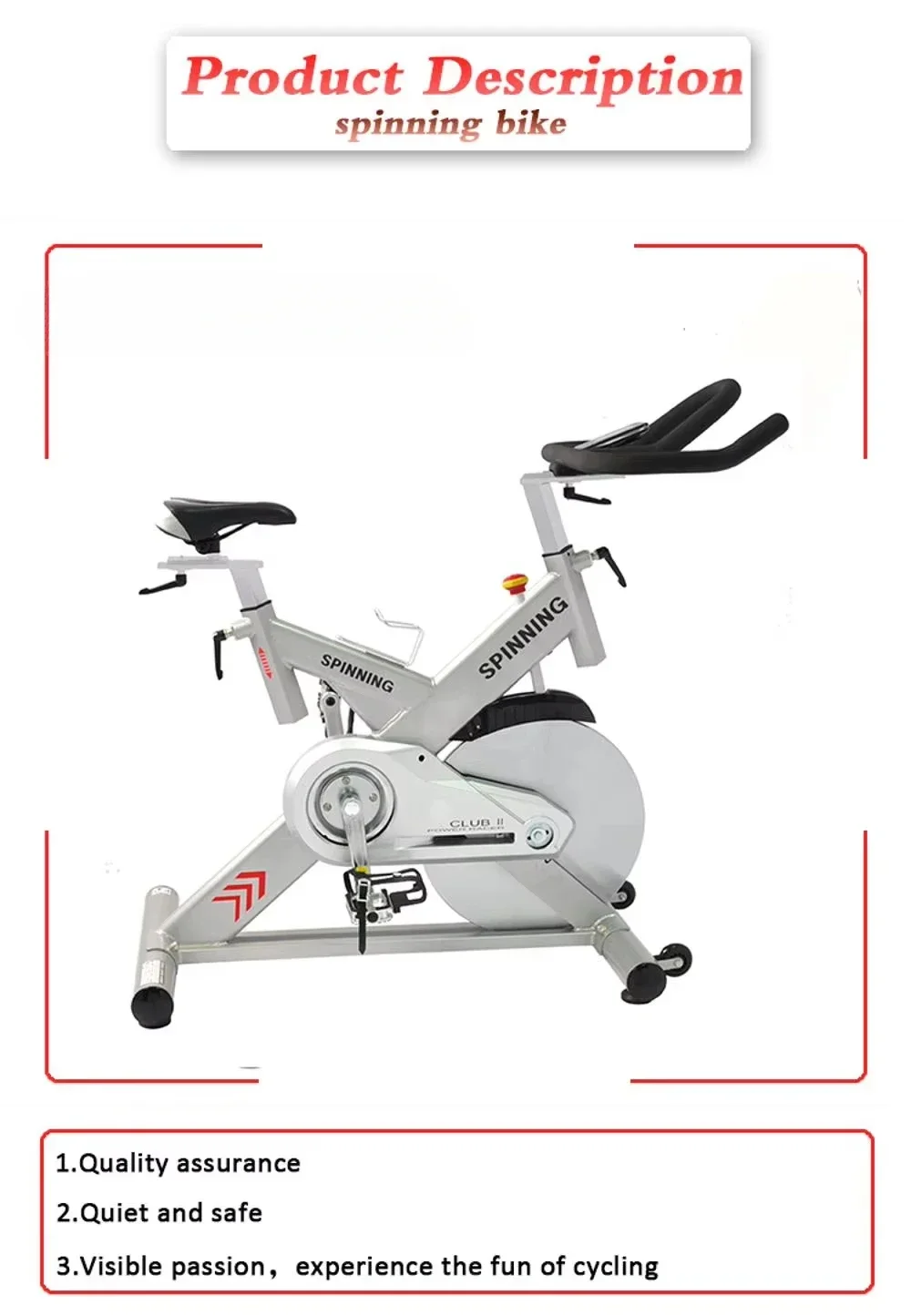 Semi-professional Use Commercial Fitness Club Exercise Stationary Indoor spinning Bike with 20kg CNC Flywheel A