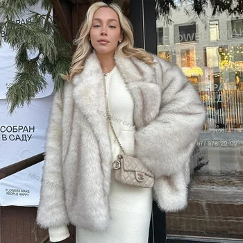 Women’s Gradient Faux Fur Coat 3 Neo Mint 2024 Winter Ins Hot Fashion Girls Oversized Gradient Fur Coat Women Thick Warm Outerwear Fluffy Faux Fox Fur Jacket 3