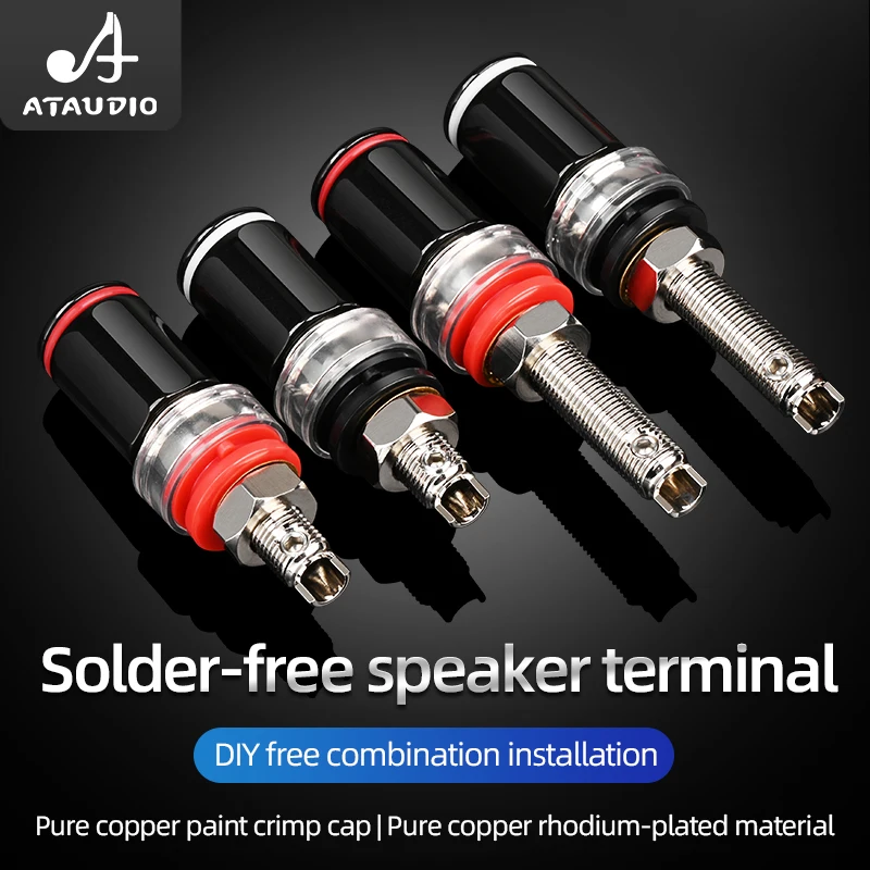 High Quality 4 PCS HiFi Terminals Connector Pure Copper Rhodium Plated Terminal Binding Post for DIY Power Amplifier Audio