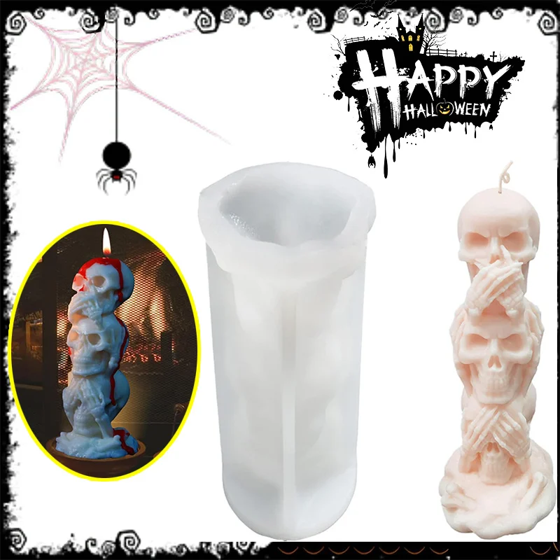 DIY Halloween Gruseliger Kürbis Totenkopf Silikonform Gruselige Kerzenherstellung Tutorial Bastelbedarf Horror Party Gruselige Deko