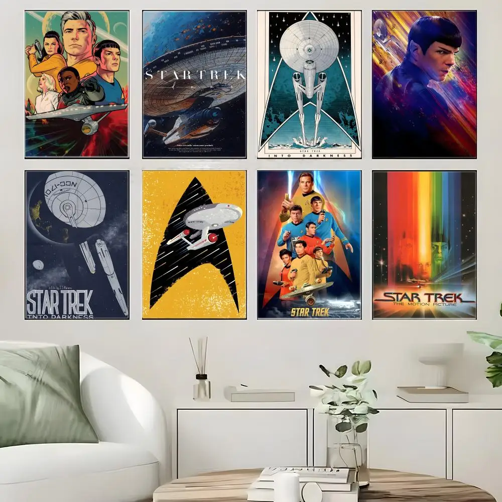 Vintage Sci Fi Movie S-Star trek Poster  Self-adhesive Art Waterproof Paper Sticker Coffee House Bar Room Wall Decor view 2