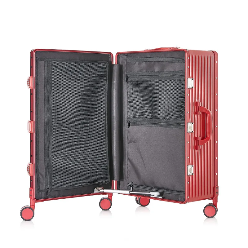 Aluminum Frame Luggage KANGSHILU 20" 24" 28" inch Mute Universal Wheel Trolley travel suitcases with wheels Carry-on suitcase