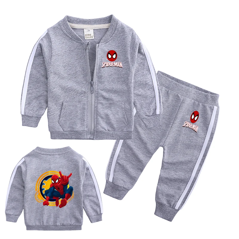 

Детский весенний комплект из 2 предметов с изображением Человека-паука Marvel, повседневная однотонная осенняя одежда для мальчиков и девочек