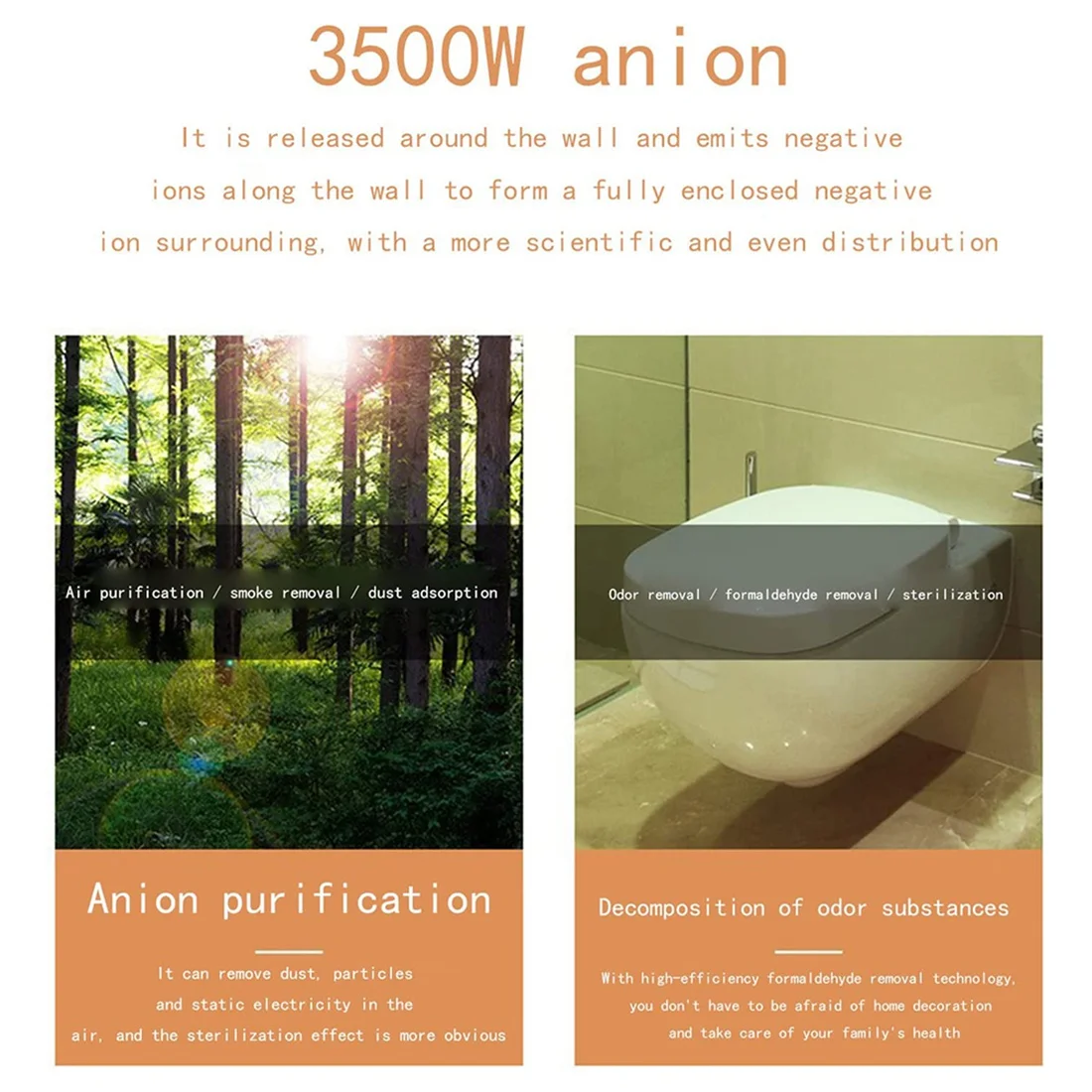 Pembersih udara Plug-in, pemurni udara portabel Mini, Generator Ion, pemurni udara cocok untuk kamar tidur hewan peliharaan hitam colokan US