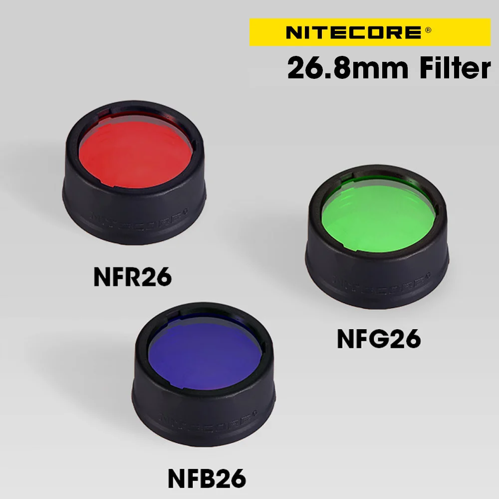 Nitecore Protable Flashlight Len Accessories NFR26 NFG26 NFB26 26.8mm Red Green Blue Diffuser  Adapter for MT2C Pro/ MH12 Pro