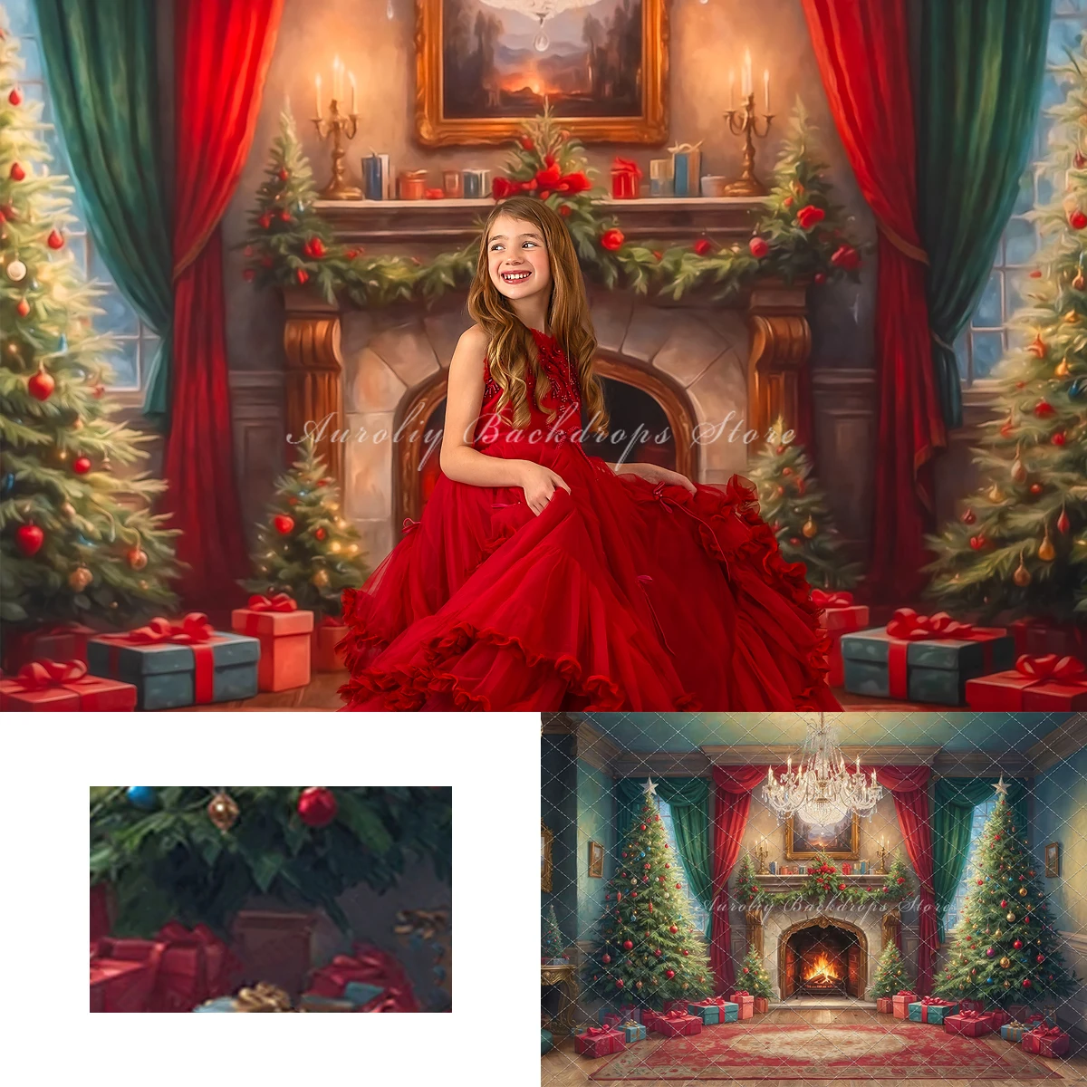 

Winter Christmas Drawing Room Backgrounds Kids Adult Photography Props Child Baby Fireplace Decors Studio Photo Backdrops