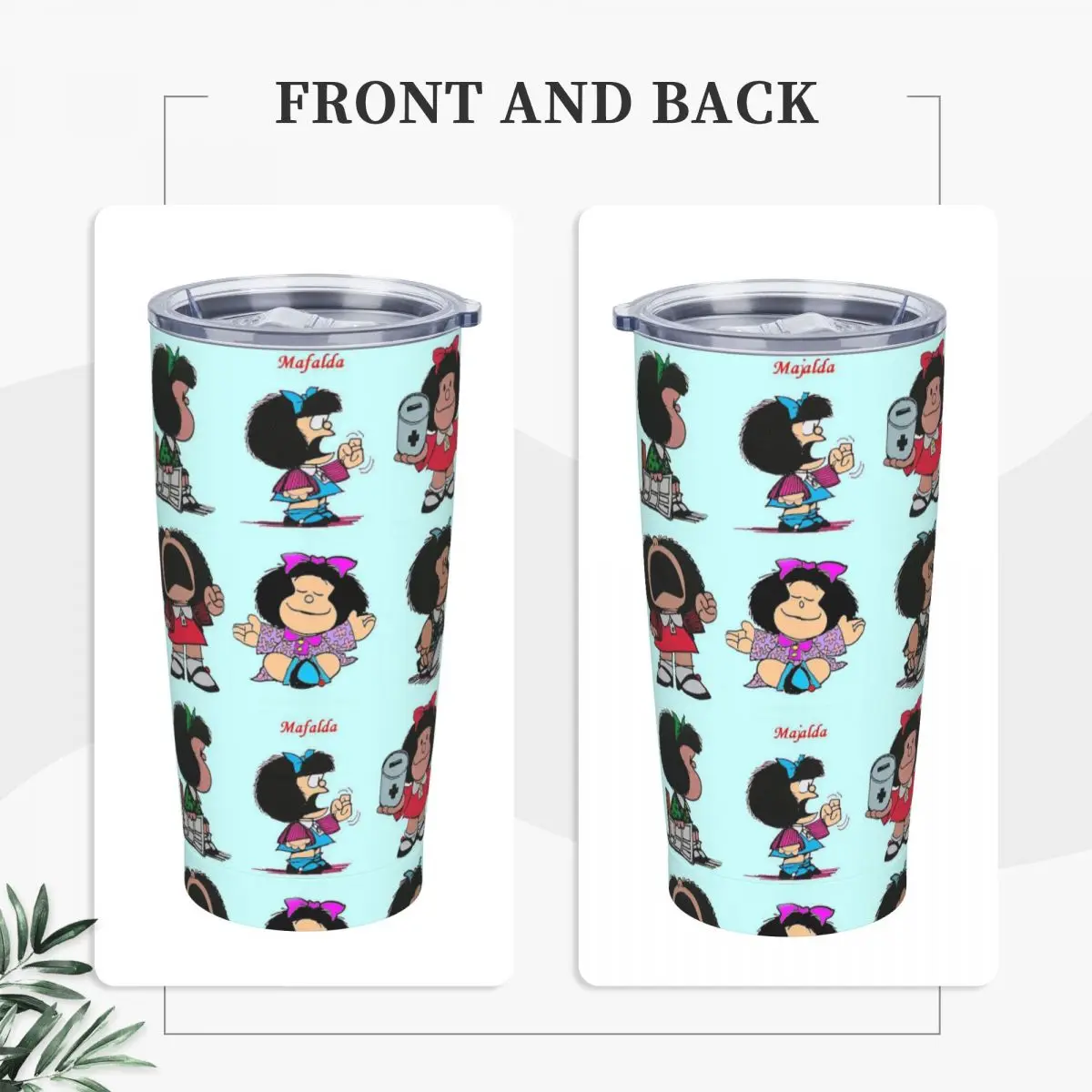 Mafalda Tumbler isolato sottovuoto Kawaii Cute Amine tazze da caffè boccetta sottovuoto tazza a doppia parete bottiglia d\'acqua, 20oz